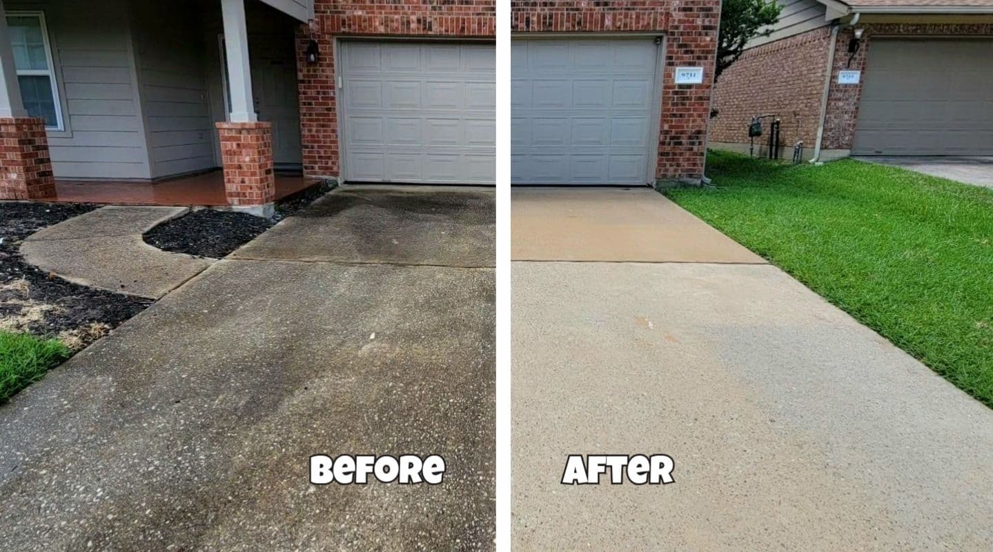 Driveway washing before and after